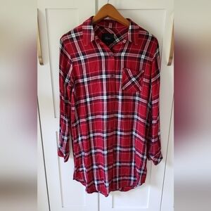 Rails Button Down Shirt Dress Womens M Red White Plaid Long Sleeve Tunic